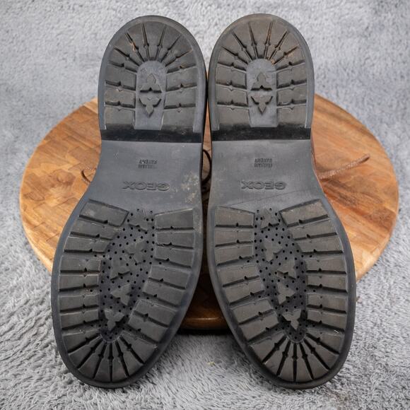 GEOX RESPIRA ‘AMPHIBIOX’ MENS BROWN NATURAL LEATHER BOOTS SIZE 45/12 $214 - Picture 7 of 9